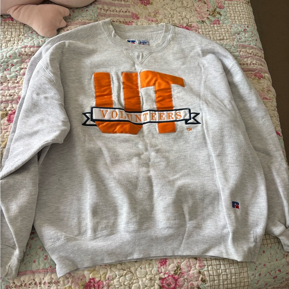 Russell Athletic Gray and Orange UT Volunteers Crewneck Sweater